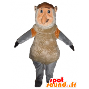 Mascotte de singe, de gnome marron, rose et gris - MASFR23161 - Mascottes Singe