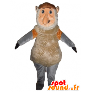 Opice maskot gnome hnědé, růžové a šedé - MASFR23161 - Monkey Maskoti