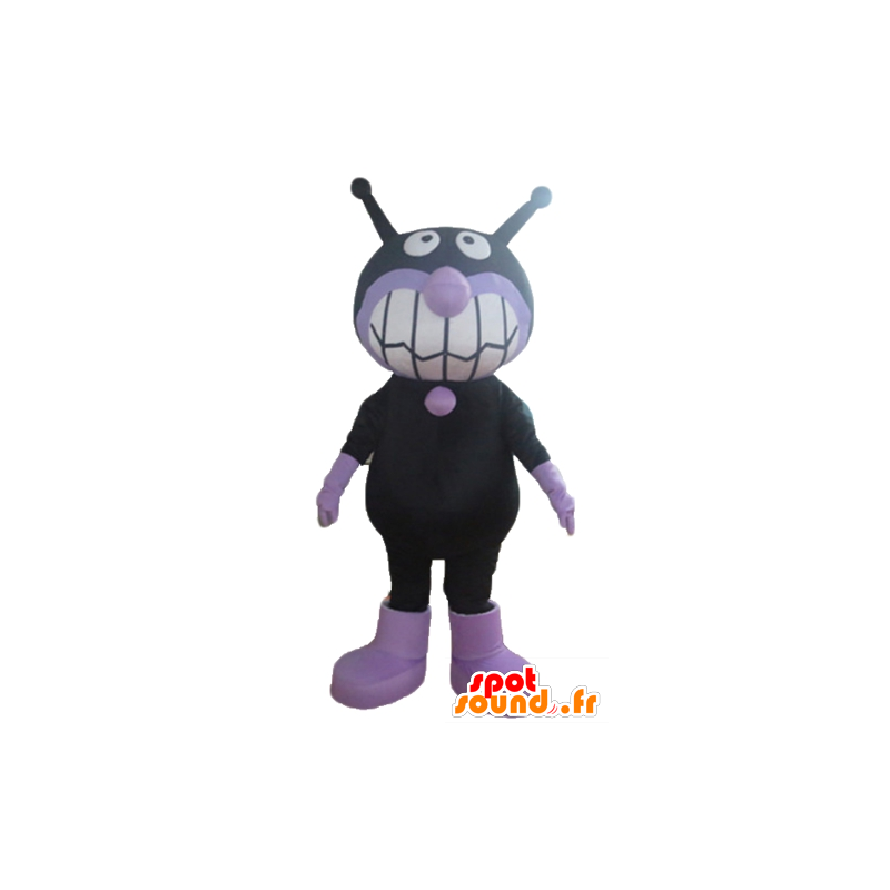 Mascotte de chat noir et violet, de mouche, d'extra-terrestre - MASFR23164 - Mascottes de chat