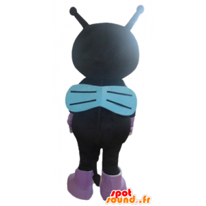 Mascot sort og lilla kat, flyve, fremmede - Spotsound maskot