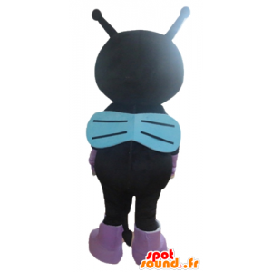 Mascotte de chat noir et violet, de mouche, d'extra-terrestre - MASFR23164 - Mascottes de chat