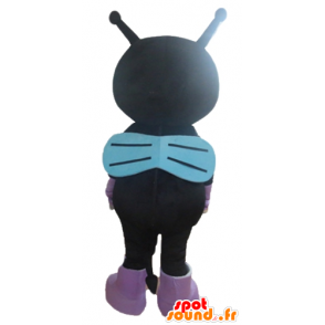 Mascot svart och lila katt, flyga, främling - Spotsound maskot