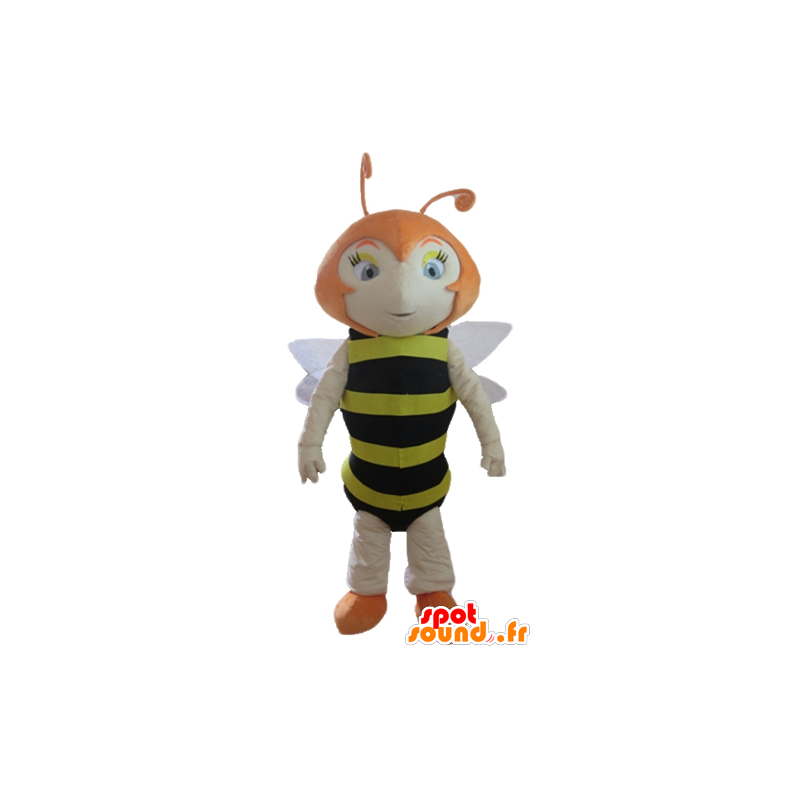 Mascot red bee, stripete sort og gul - MASFR23165 - Bee Mascot