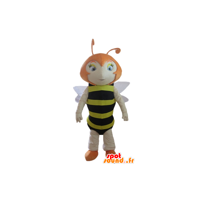Maskot červená včela, pruhovaný černý a žlutý - MASFR23165 - Bee Maskot