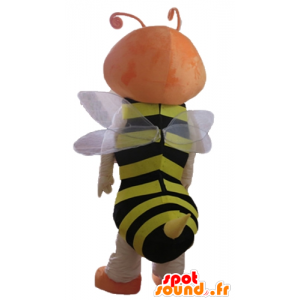 Maskotti punainen bee, raidallinen musta ja keltainen - MASFR23165 - Bee Mascot