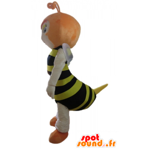 Maskotti punainen bee, raidallinen musta ja keltainen - MASFR23165 - Bee Mascot