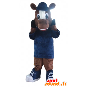 Mascotte cavallo, marrone e bianco puledro - MASFR23166 - Cavallo mascotte