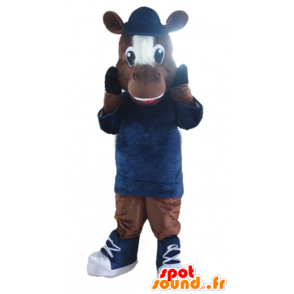 Mascotte cavallo, marrone e bianco puledro - MASFR23166 - Cavallo mascotte