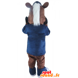 Hestemaskot, brunt og hvidt føl - Spotsound maskot kostume