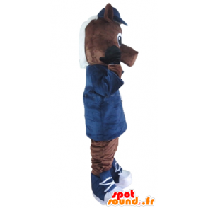 Paard mascotte, bruin en wit veulen - MASFR23166 - Horse mascottes