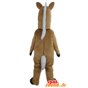 Mascot bruin en wit paard, reuze en glimlachend - MASFR23167 - Horse mascottes