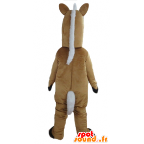 Mascot bruin en wit paard, reuze en glimlachend - MASFR23167 - Horse mascottes