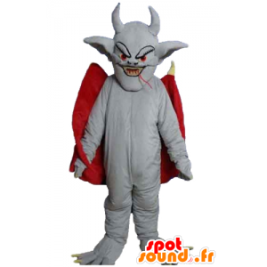 Devil mascotte, grijs bat, met een rode cape - MASFR23169 - Mouse Mascot