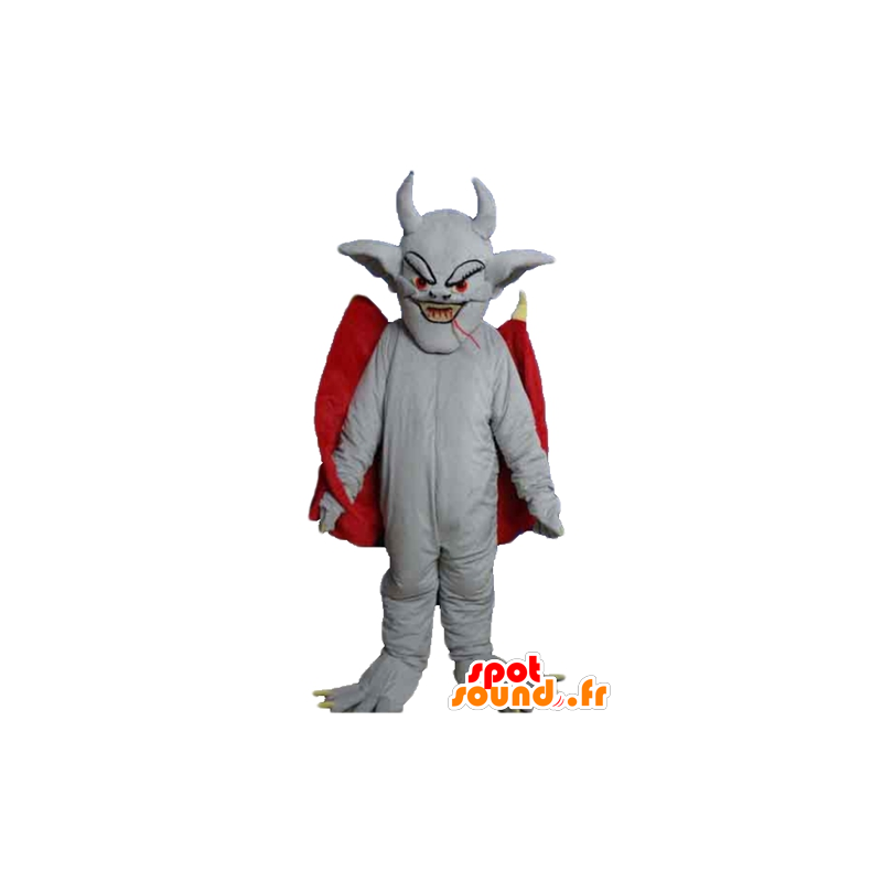 Devil mascotte, grijs bat, met een rode cape - MASFR23169 - Mouse Mascot