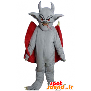 Devil mascot, gray bat, with a red cape - MASFR23169 - Mouse mascot