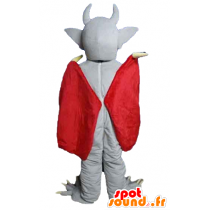 Devil mascotte, grijs bat, met een rode cape - MASFR23169 - Mouse Mascot