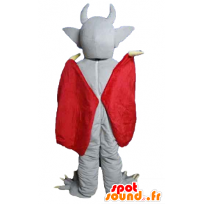 Devil maskot, grått flaggermus, med en rød kappe - MASFR23169 - mus Mascot