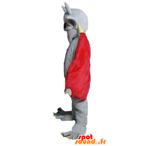Mascotte de diable, de chauve-souris grise, avec une cape rouge - MASFR23169 - Mascotte de souris
