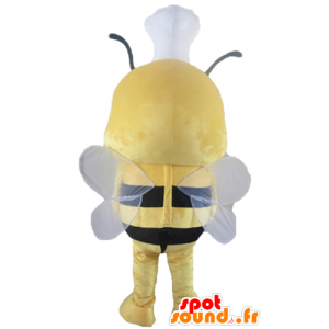 Mascotte gele en zwarte bijen met een hoed op zijn hoofd - MASFR23171 - Bee Mascot