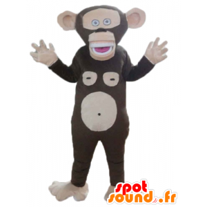 Brun og lyserød abe-maskot, meget sjov - Spotsound maskot