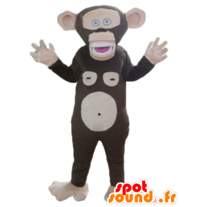 Maskotka małpa brązowy i różowy, bardzo śmieszne - MASFR23173 - Monkey Maskotki