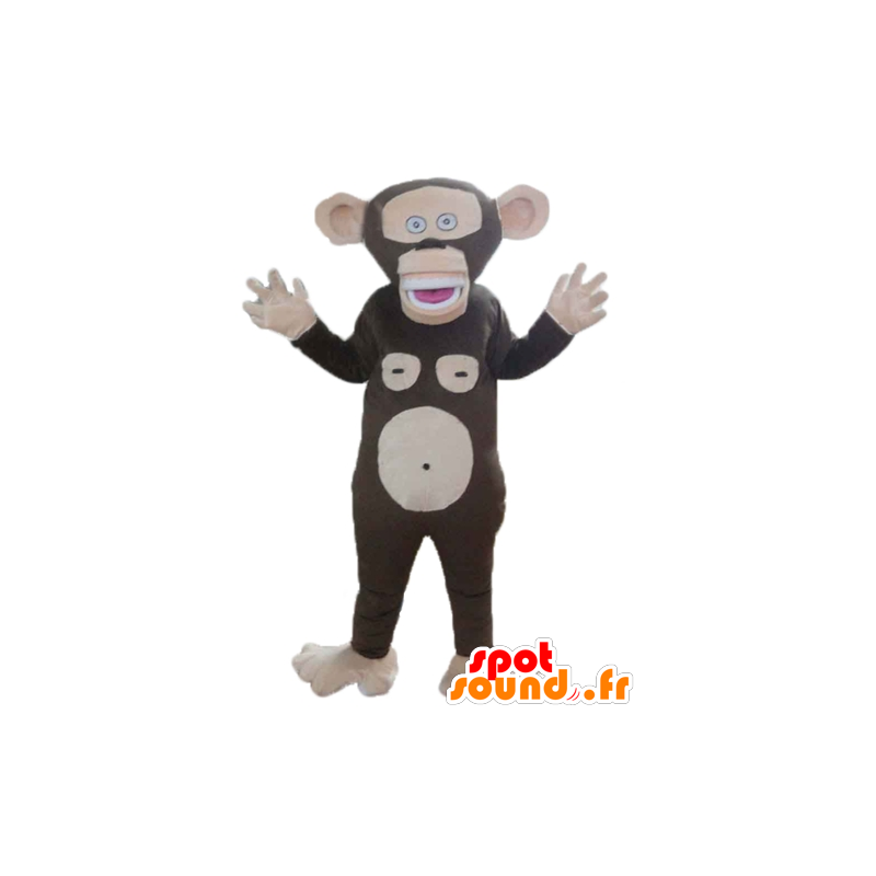 Monkey maskot brun og rosa, veldig morsomt - MASFR23173 - Monkey Maskoter