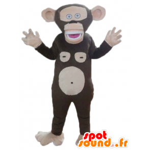 Affe-Maskottchen braun und rosa, sehr lustig - MASFR23173 - Maskottchen monkey