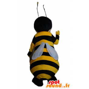 Maskot žluté a černé včela, s úsměvem - MASFR23174 - Bee Maskot