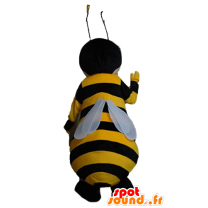 Maskotti keltainen ja musta mehiläinen, hymyilevä - MASFR23174 - Bee Mascot