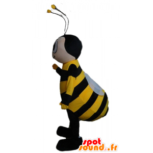 Mascotte d'abeille jaune et noire, souriante - MASFR23174 - Mascottes Abeille