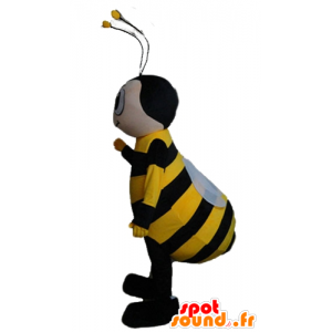 Maskot žluté a černé včela, s úsměvem - MASFR23174 - Bee Maskot