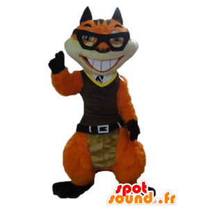 Cat Maskottchen, orange und weiße Fuchs, mit Brille - MASFR23175 - Katze-Maskottchen