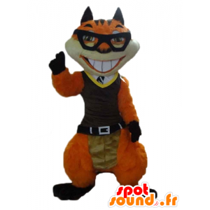Kattemaskot, orange og hvid ræv med briller - Spotsound maskot