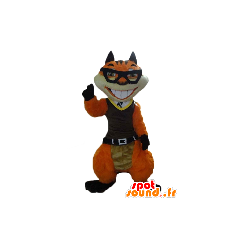 Cat Maskottchen, orange und weiße Fuchs, mit Brille - MASFR23175 - Katze-Maskottchen