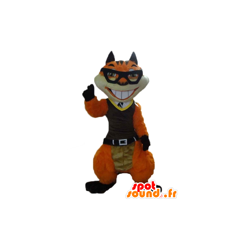 Katt maskot, oransje og hvit rev med briller - MASFR23175 - Cat Maskoter