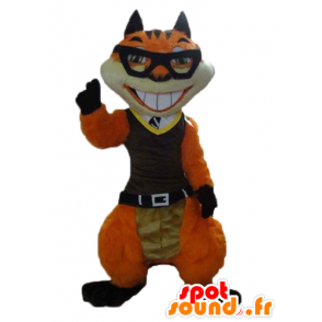 Mascote gato, raposa laranja e branco com óculos - MASFR23175 - Mascotes gato