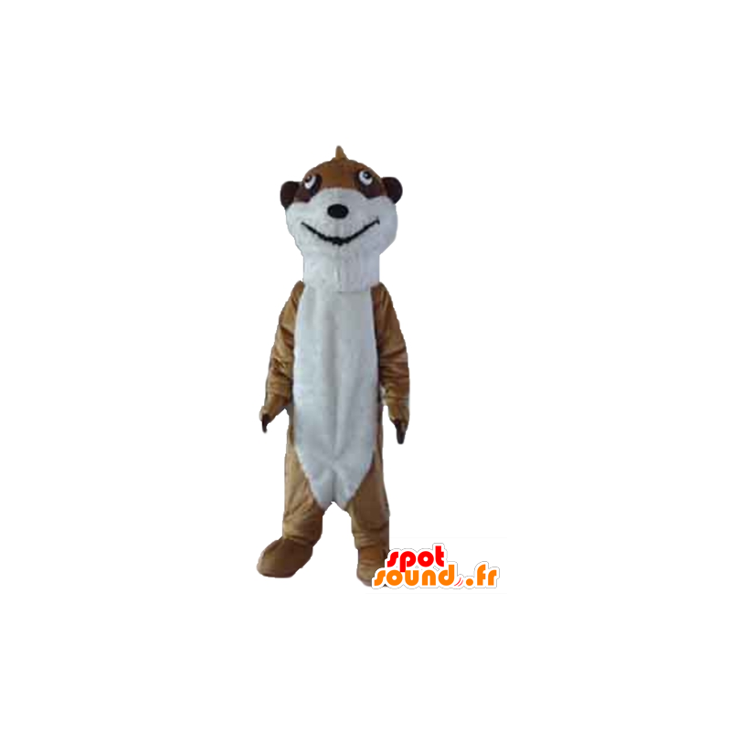 Maskotbrun og hvid meerkat, meget realistisk - Spotsound maskot