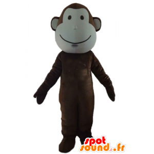 Bruine en witte aap mascotte, heel schattig - MASFR23179 - Monkey Mascottes