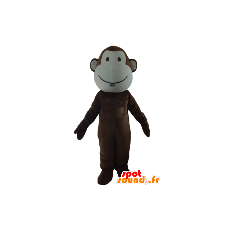Brązowy i biały małpa maskotka, bardzo ładny - MASFR23179 - Monkey Maskotki