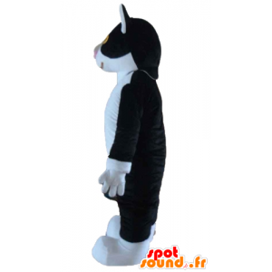 Black and white cat mascot, with yellow eyes - MASFR23182 - Cat mascots