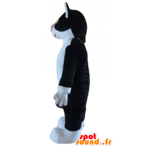 Preto e branco mascote gato, com olhos amarelos - MASFR23182 - Mascotes gato