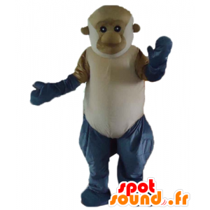 Bruine aap mascotte, grijs en wit, reuze - MASFR23183 - Monkey Mascottes