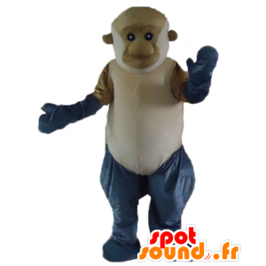 Hnědá opice maskot, šedé a bílé, obří - MASFR23183 - Monkey Maskoti