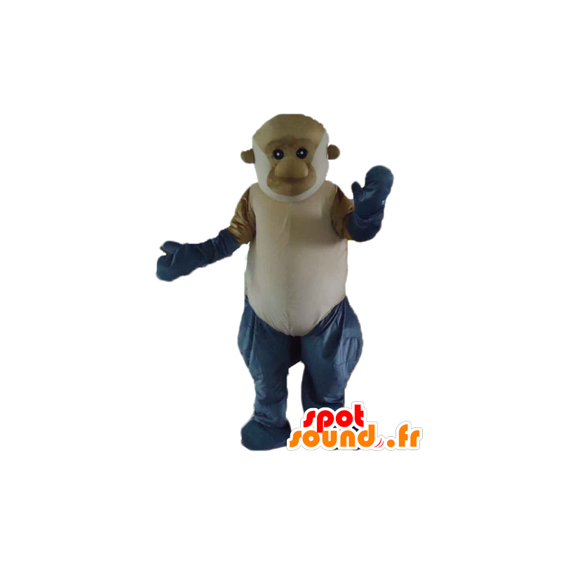Brown scimmia mascotte, grigio e bianco, gigante - MASFR23183 - Scimmia mascotte