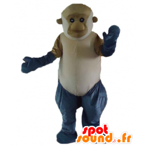 Brown monkey mascot, gray and white, giant - MASFR23183 - Mascots monkey