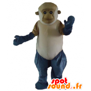 Macaco mascote marrom, cinza e branco, gigante - MASFR23183 - macaco Mascotes