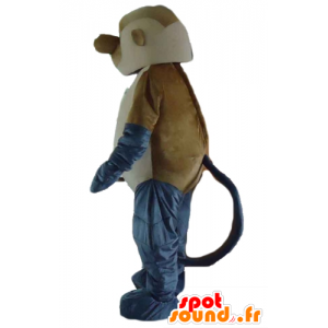 Brown Affe-Maskottchen, grau und weiß, Riesen - MASFR23183 - Maskottchen monkey