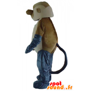 Monkey maskot brun, grå och vit, jätte - Spotsound maskot