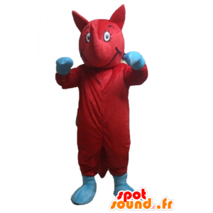 Mascotte rouge et bleu, d'animal, de créature atypique - MASFR23187 - Mascottes Personnages célèbres