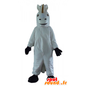 Mascotte Unicorn, bianco e cavallo nero - MASFR23188 - Cavallo mascotte